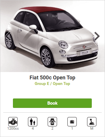 fiat 500 open top whitte